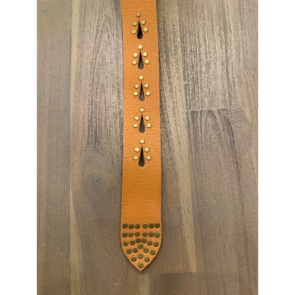 Antoniazzi Firenze Tan Leather Studded Cutout Belt Made in Italy Womens Medium